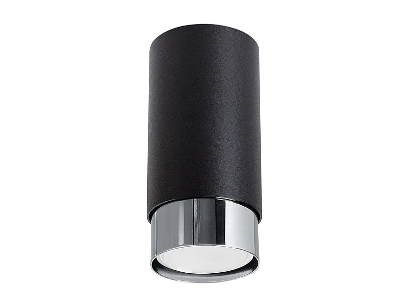 Lampada Da Soffitto Nero Moderno Di Acciaio - 1 Sorgenti Luminose - L.6 X A.12,5 Cm - Nero/Cromato
