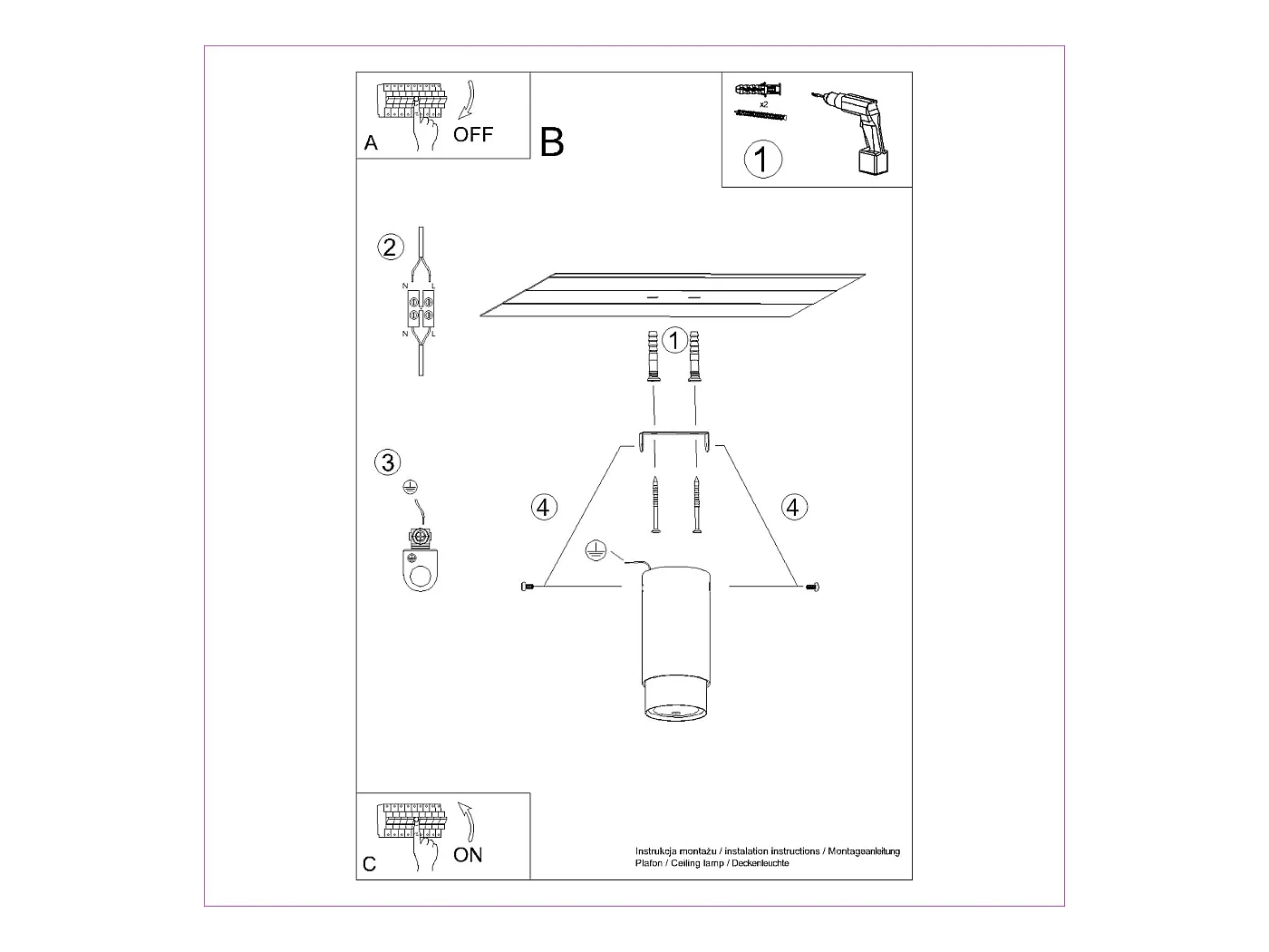 Plafonnier Nero Moderne En Acier - 1 Sources Lumineuses - L.6 X H.12,5 Cm - Noir/Chromé