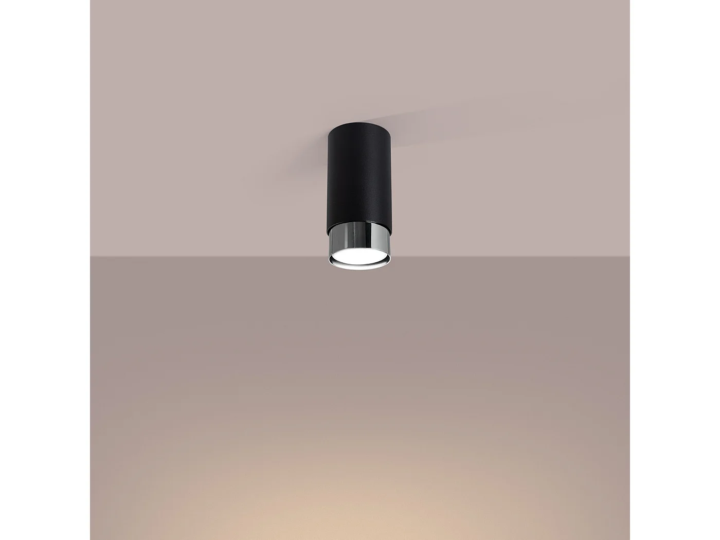 Plafonnier Nero Moderne En Acier - 1 Sources Lumineuses - L.6 X H.12,5 Cm - Noir/Chromé