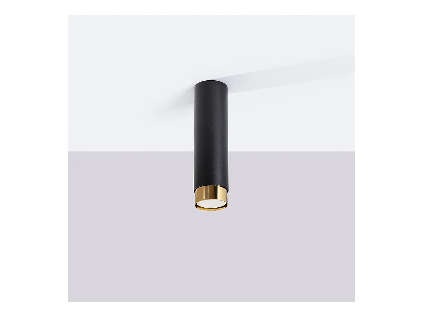 Plafonnier Nero Moderne En Acier - 1 Sources Lumineuses - L.6 X H.22,5 Cm - Noir/Or