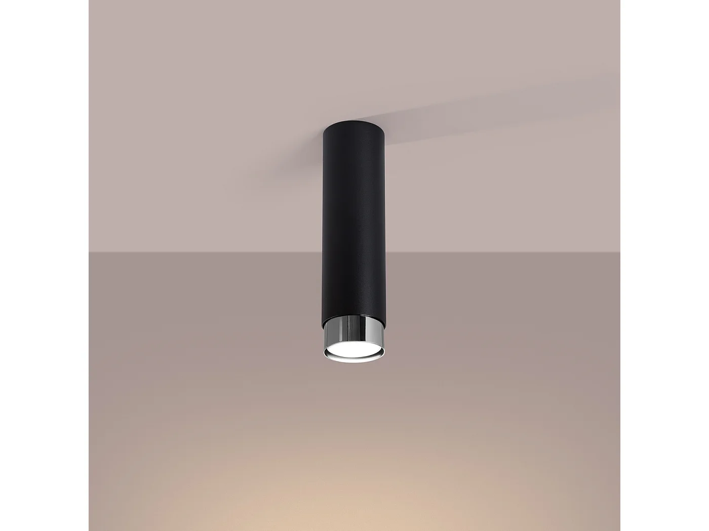 Luminária De Teto Nero Moderno, Aço - 1 Lichtbronnen - L.6 X H.22.5 Cm - Preto/Cromo