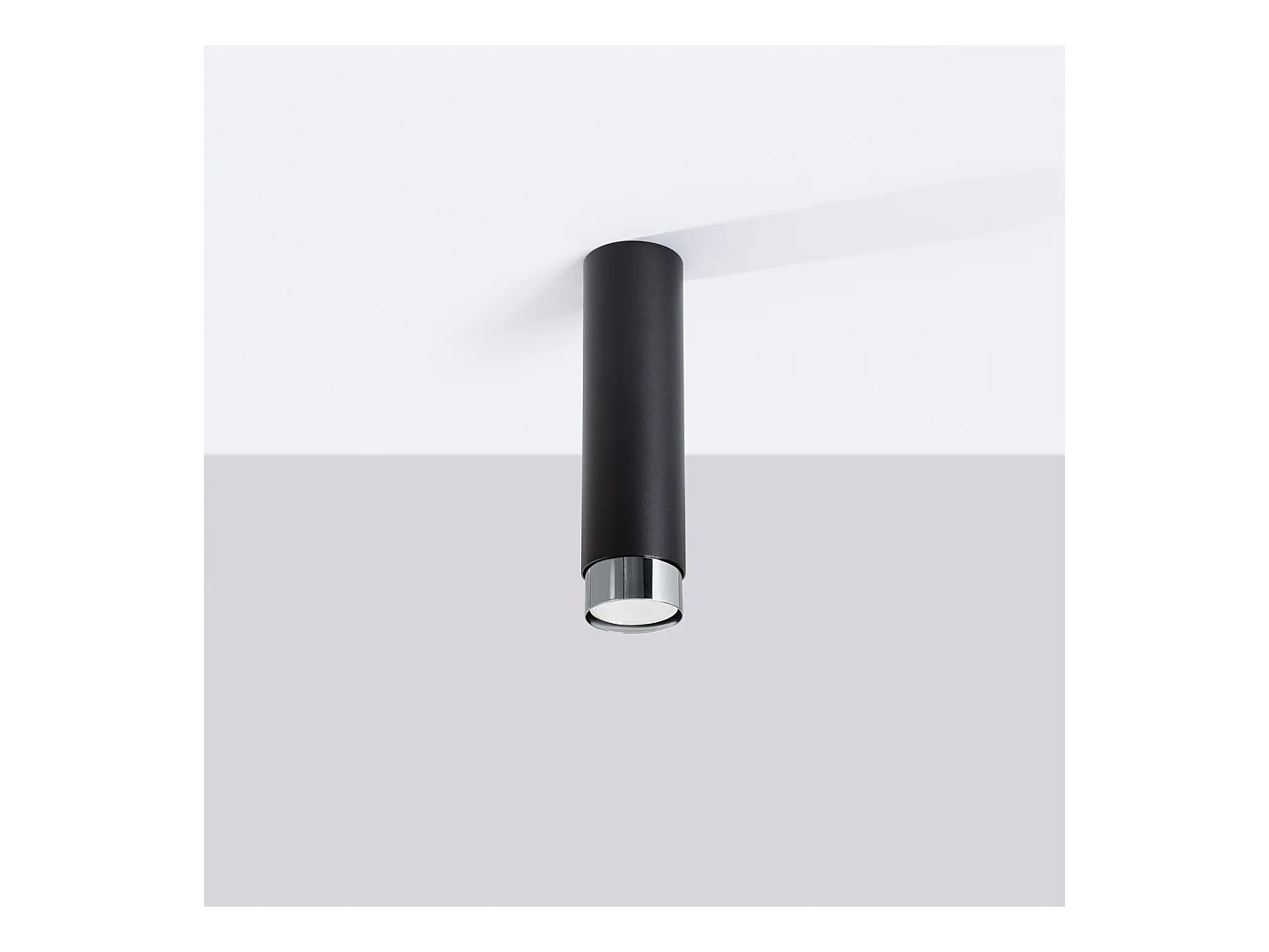 Plafonnier Nero Moderne En Acier - 1 Sources Lumineuses - L.6 X H.22,5 Cm - Noir/Chromé