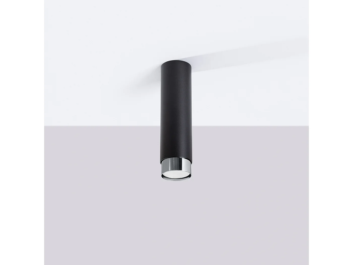 Plafonnier Nero Moderne En Acier - 1 Sources Lumineuses - L.6 X H.22,5 Cm - Noir/Chromé