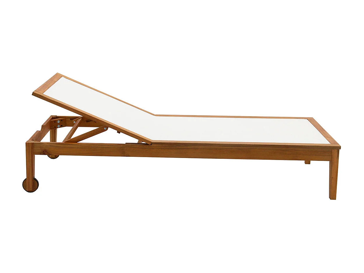 Bains de soleil blanc et bois massif (lot de 2) NAVEEN