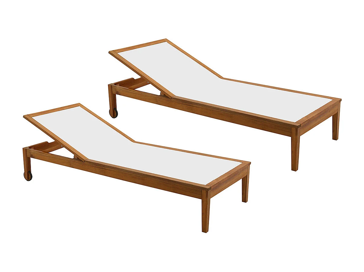 Set de 2 tumbonas blanco y madera maciza NAVEEN