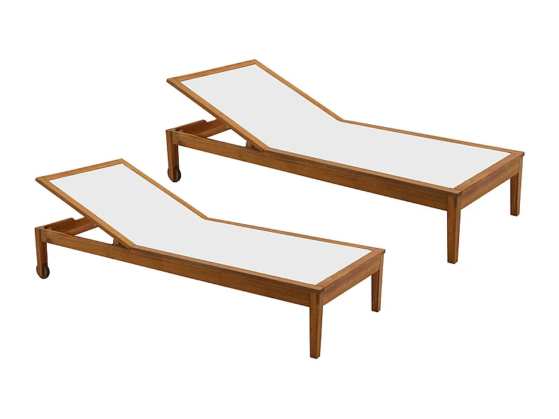 Lettini prendisole bianco e legno massello (set di 2) NAVEEN