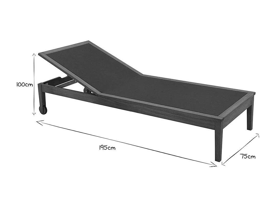 Lettini prendisole grigio scuro e legno massello (set di 2) NAVEEN