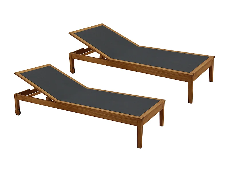 Lettini prendisole grigio scuro e legno massello (set di 2) NAVEEN