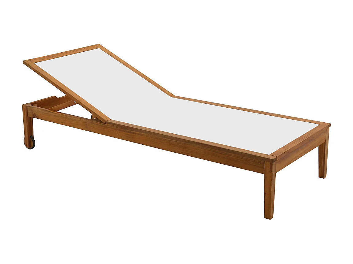 Bain de soleil blanc et bois massif NAVEEN