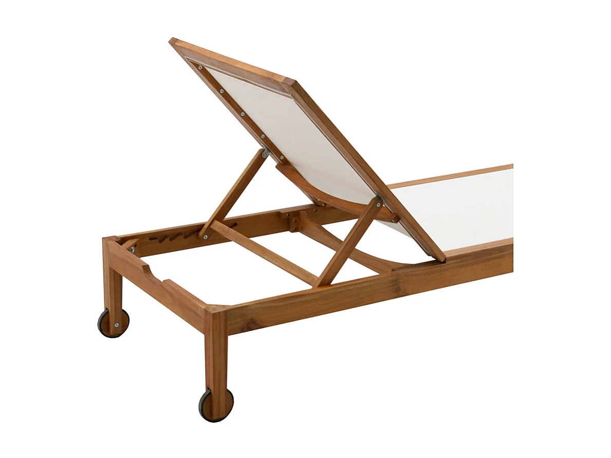 Bain de soleil blanc et bois massif NAVEEN