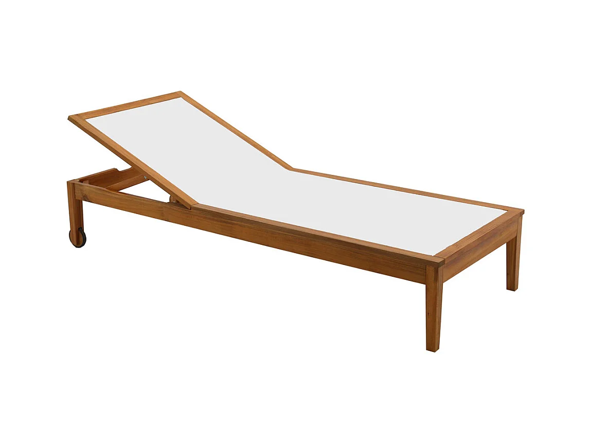 Bain de soleil blanc et bois massif NAVEEN