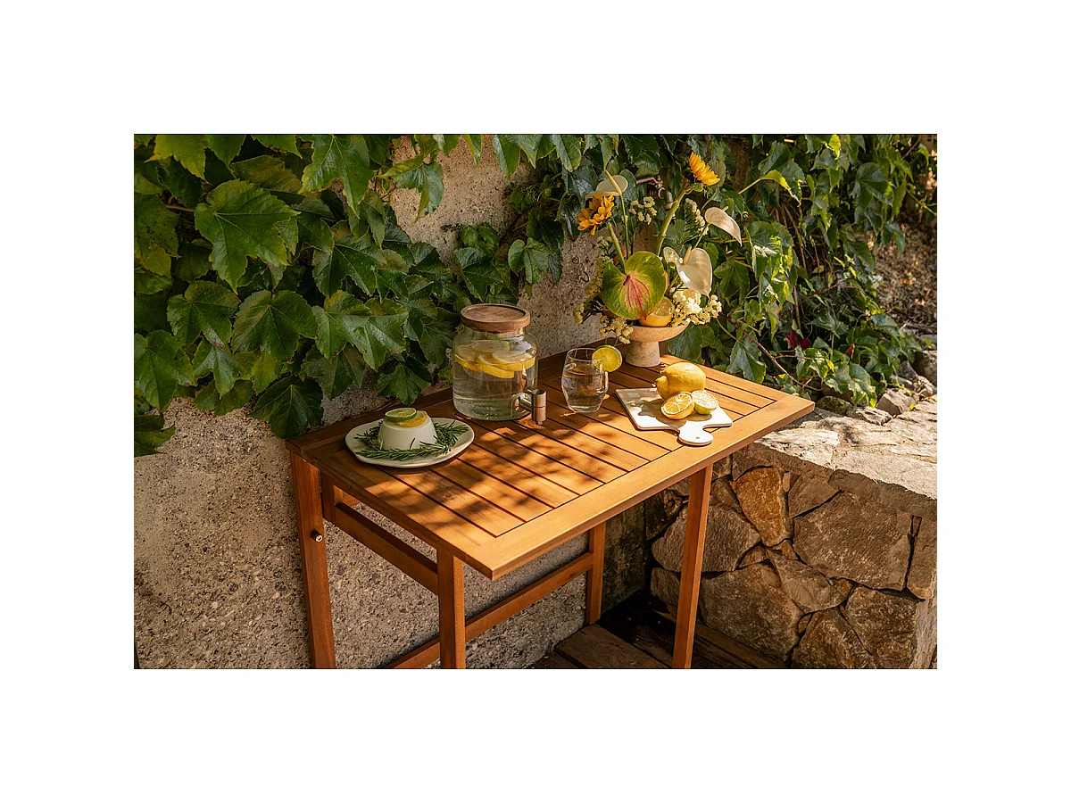 Table de balcon pliante en bois massif L80 cm CARMEN