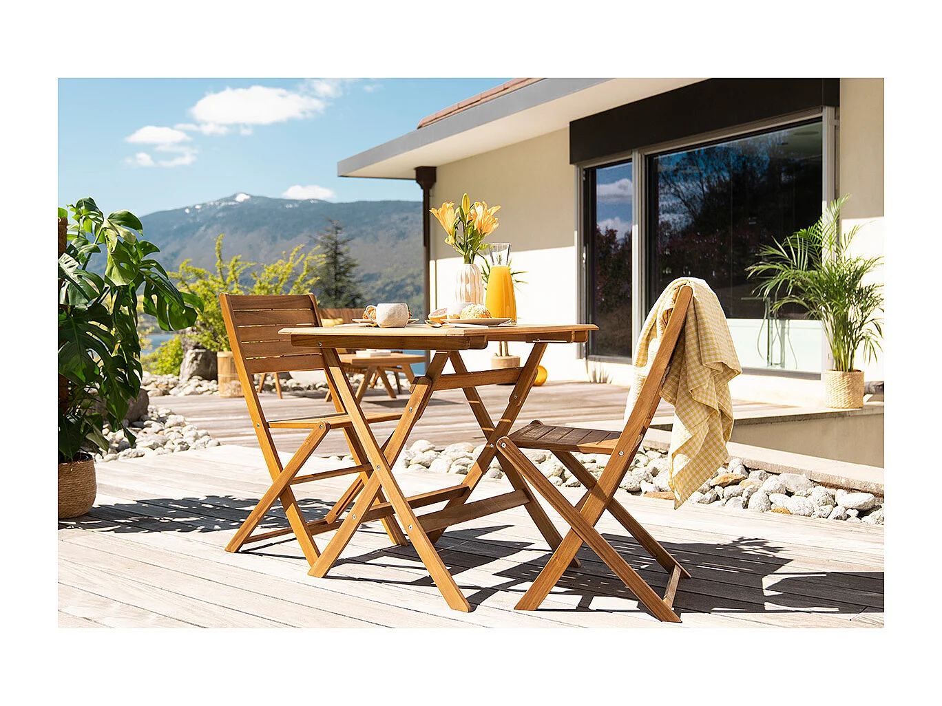 Mesa de jardín cuadrada plegable de madera maciza 70 cm FUEGO