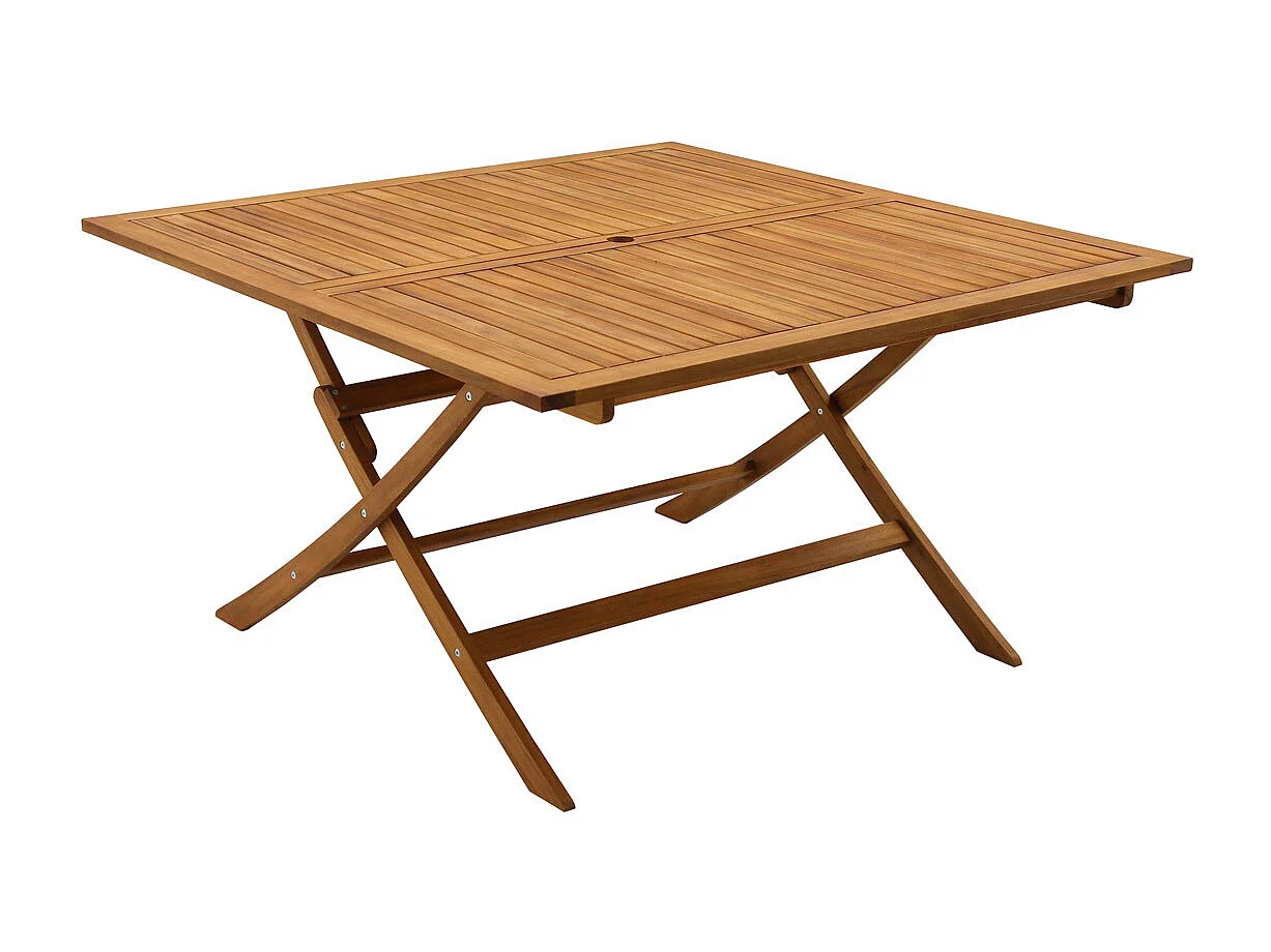 Table de jardin pliante carrée en bois massif L140 cm SANTIAGO