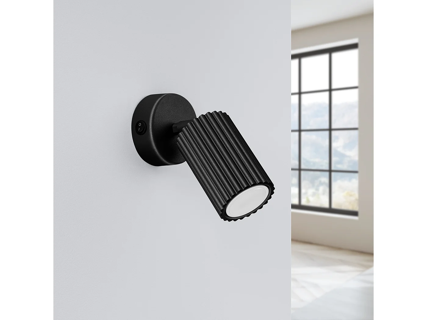 Wandleuchte Karbon Minimalistisch Aus  Aluminium - 1 Lichtquellen - L.8 X H. Cm - Schwarz