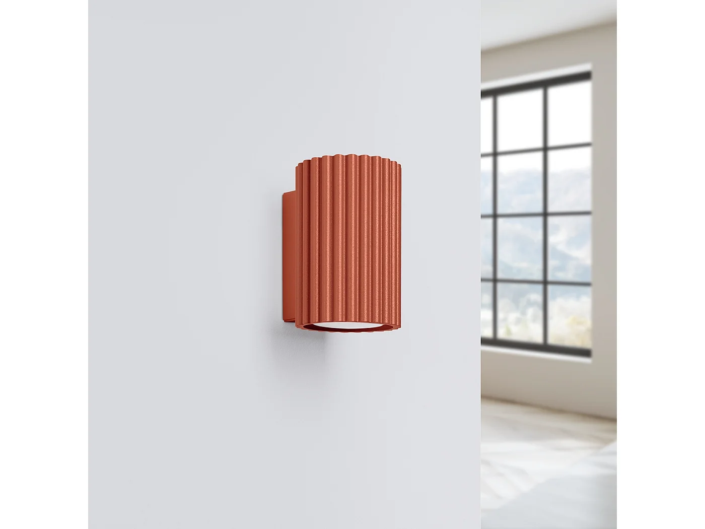 Wandlamp Karbon Minimalistisch Van  - 1 Lichtbronnen - L.6,5 X H.10 Cm - Rode Oker