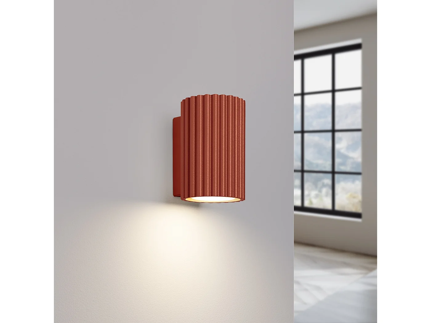 Wandleuchte KARBON minimalistisch aus  Aluminium - 1 lichtquellen - L.6,5 x H. cm - roter Ocker