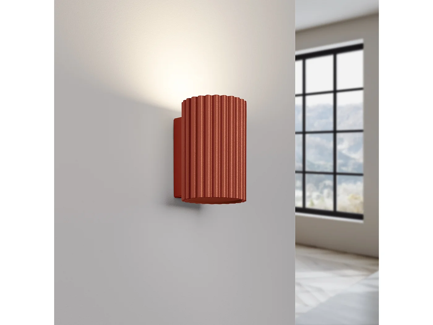 Wandleuchte KARBON minimalistisch aus  Aluminium - 1 lichtquellen - L.6,5 x H. cm - roter Ocker