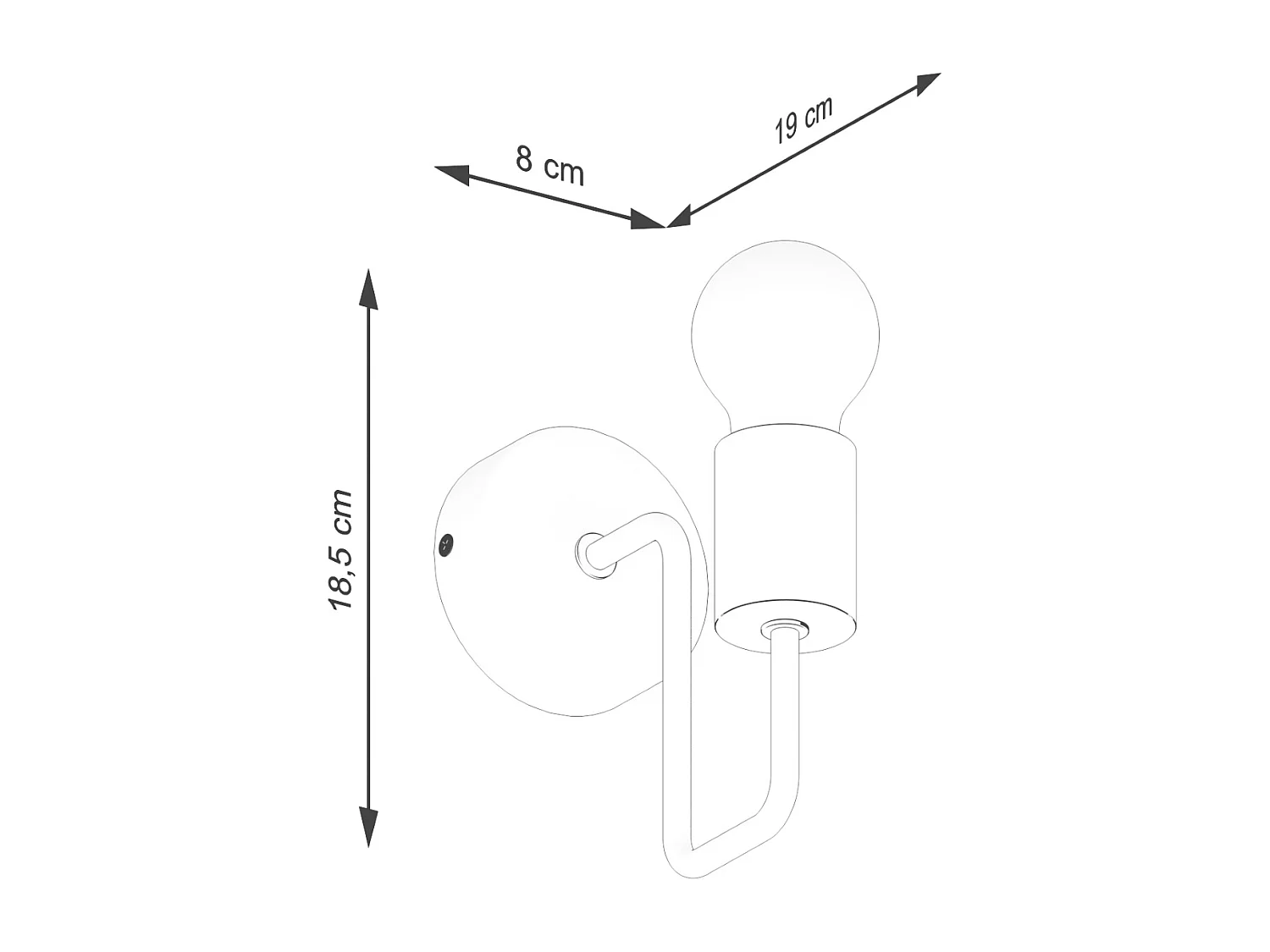 Wandleuchte Timbo Dachboden Aus  Stahl/Holz - 1 Lichtquellen - L.8 X H. Cm - Weiß/Naturholz
