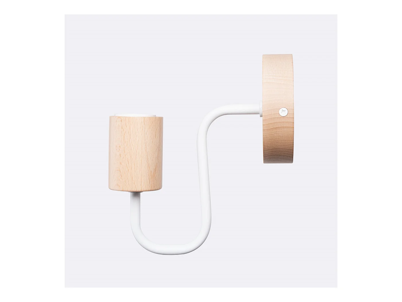 Applique Timbo Grenier En Acier/Bois - 1 Sources Lumineuses - L.8 X H.18,5 Cm - Blanc/Bois Naturel