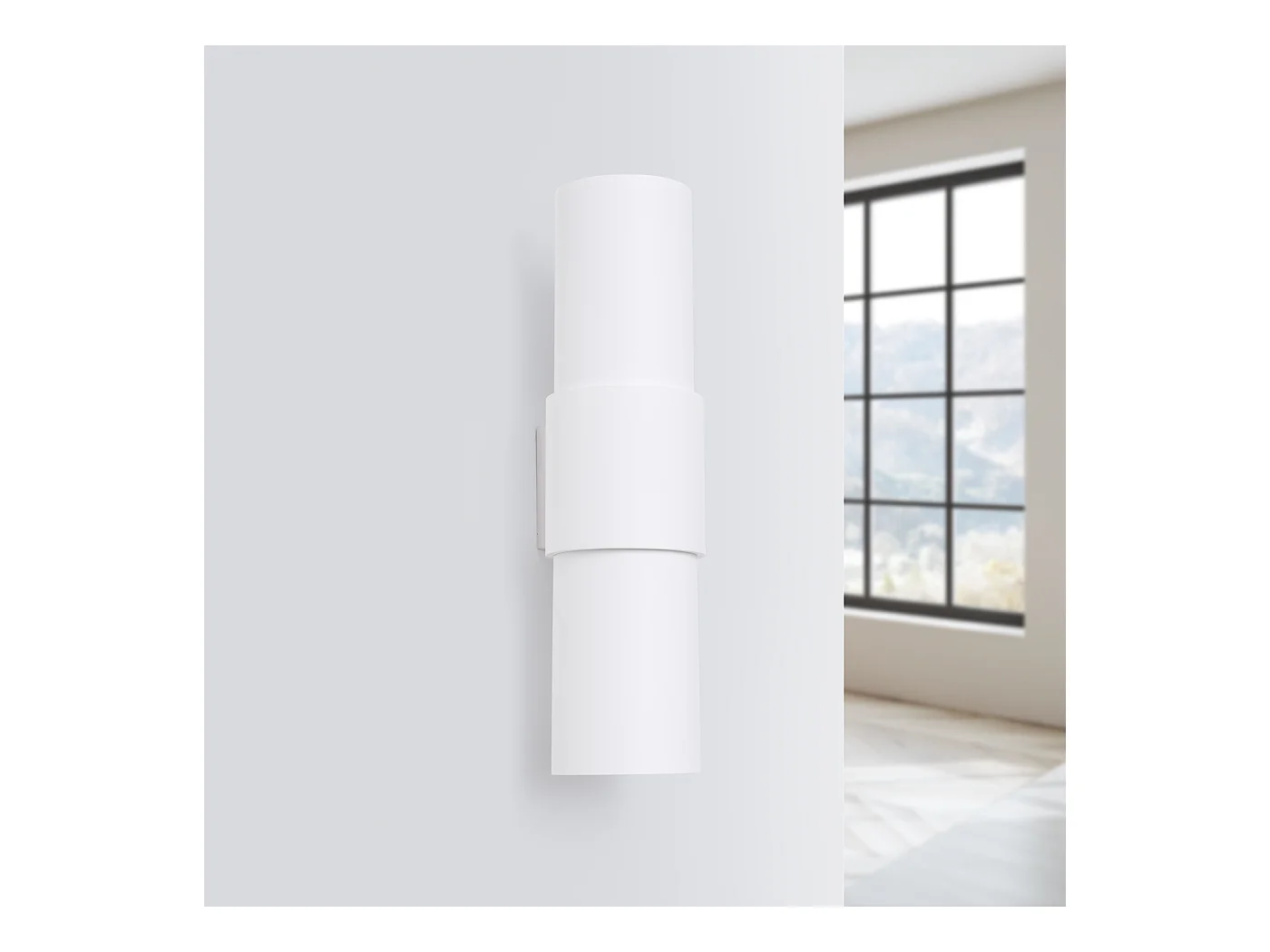 Applique Flash Minimaliste En Acier - 2 Sources Lumineuses - L.10 X H.37 Cm - Blanc