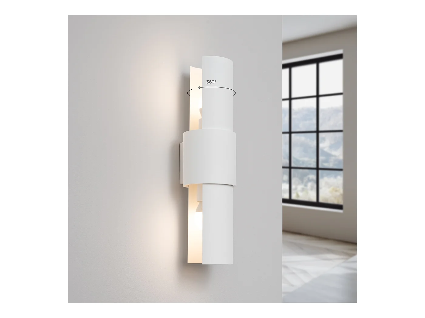 Applique Flash Minimaliste En Acier - 2 Sources Lumineuses - L.10 X H.37 Cm - Blanc