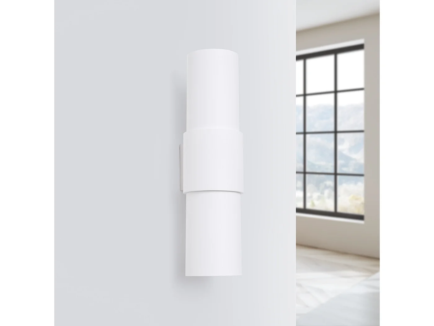 Lampada da parete FLASH minimalista di acciaio - 2 sorgenti luminose - L.10 x A.37 cm - bianco