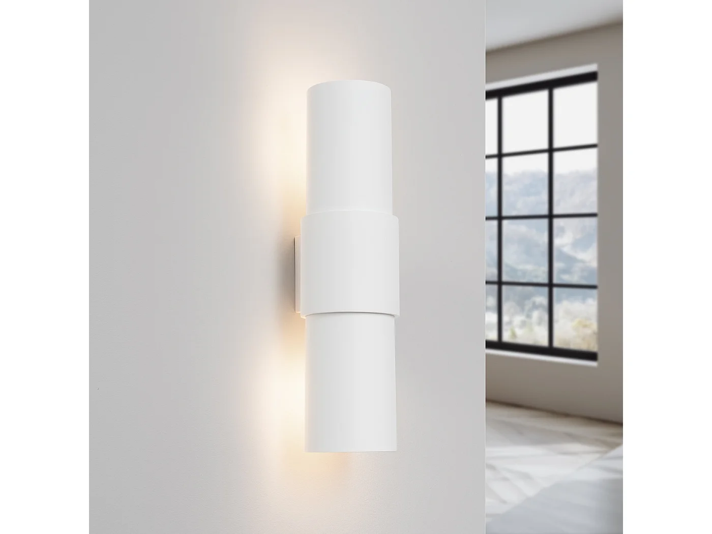 Lampada da parete FLASH minimalista di acciaio - 2 sorgenti luminose - L.10 x A.37 cm - bianco