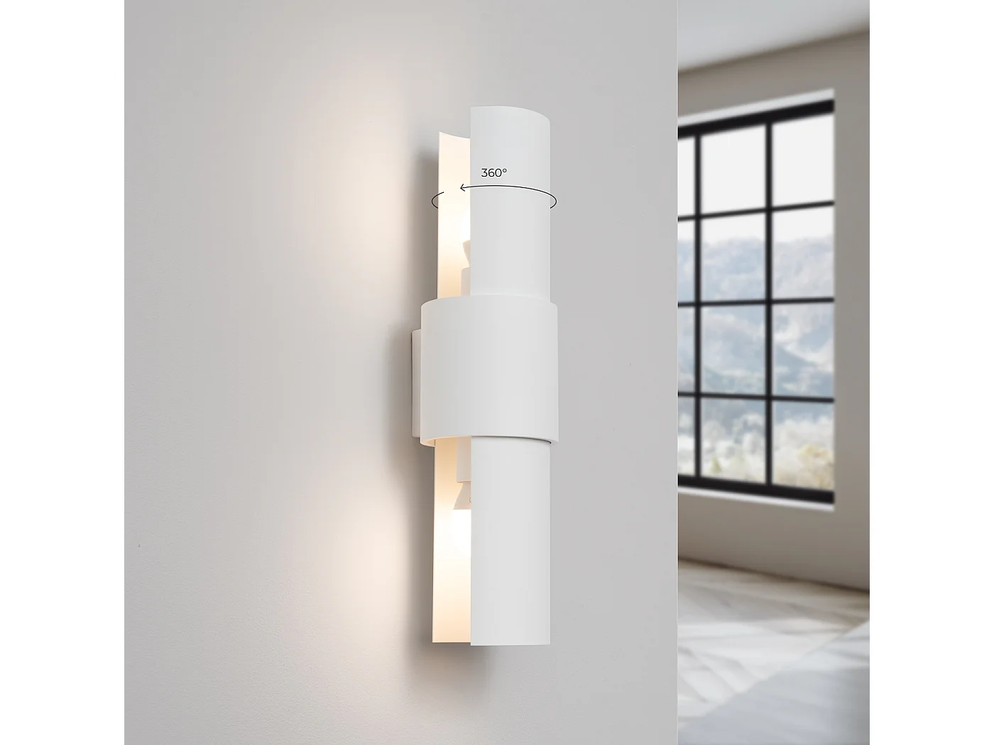 Lampada da parete FLASH minimalista di acciaio - 2 sorgenti luminose - L.10 x A.37 cm - bianco