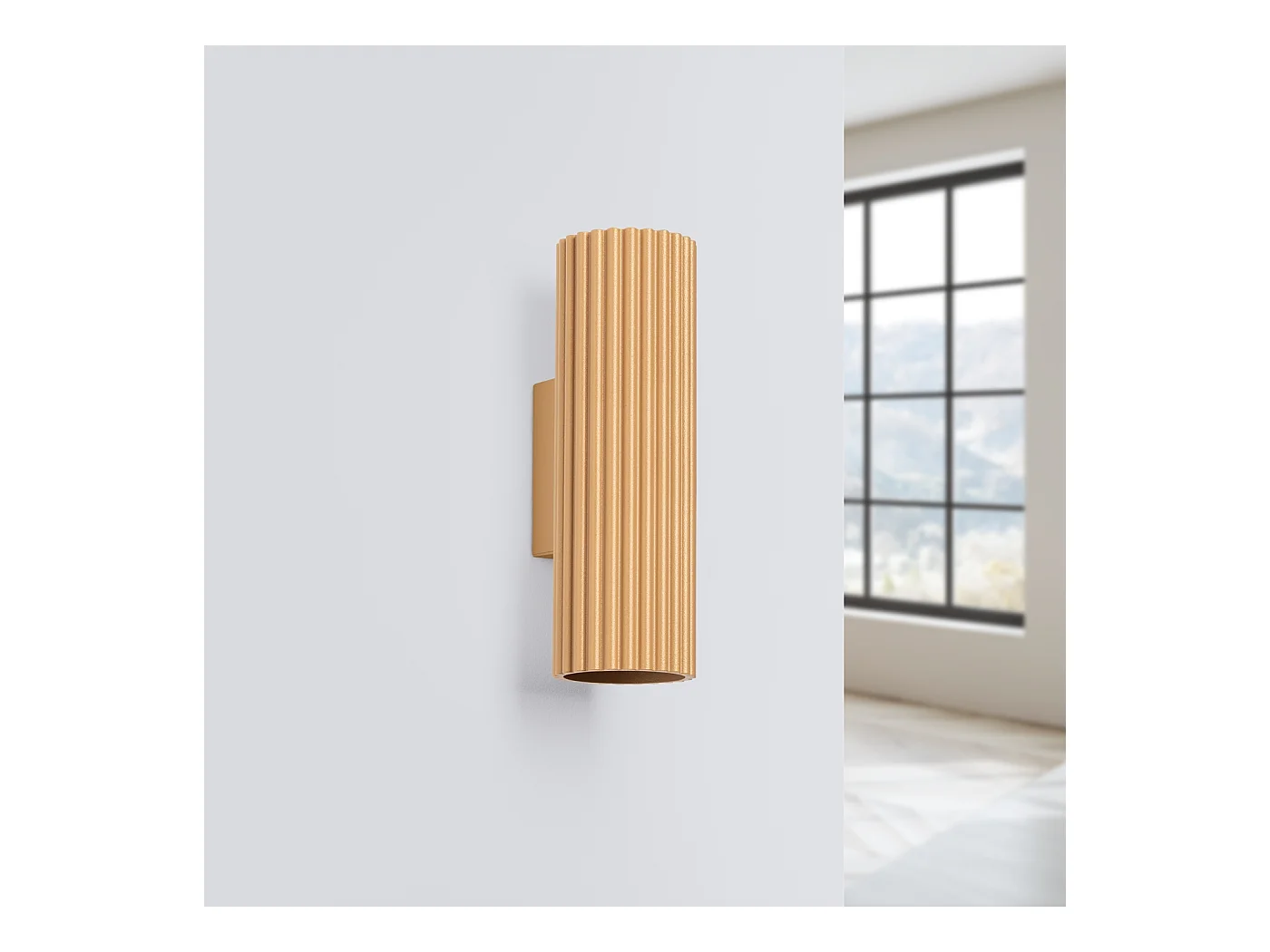 Wandleuchte Karbon Minimalistisch Aus  Aluminium - 2 Lichtquellen - L.6,5 X H. Cm - Golden