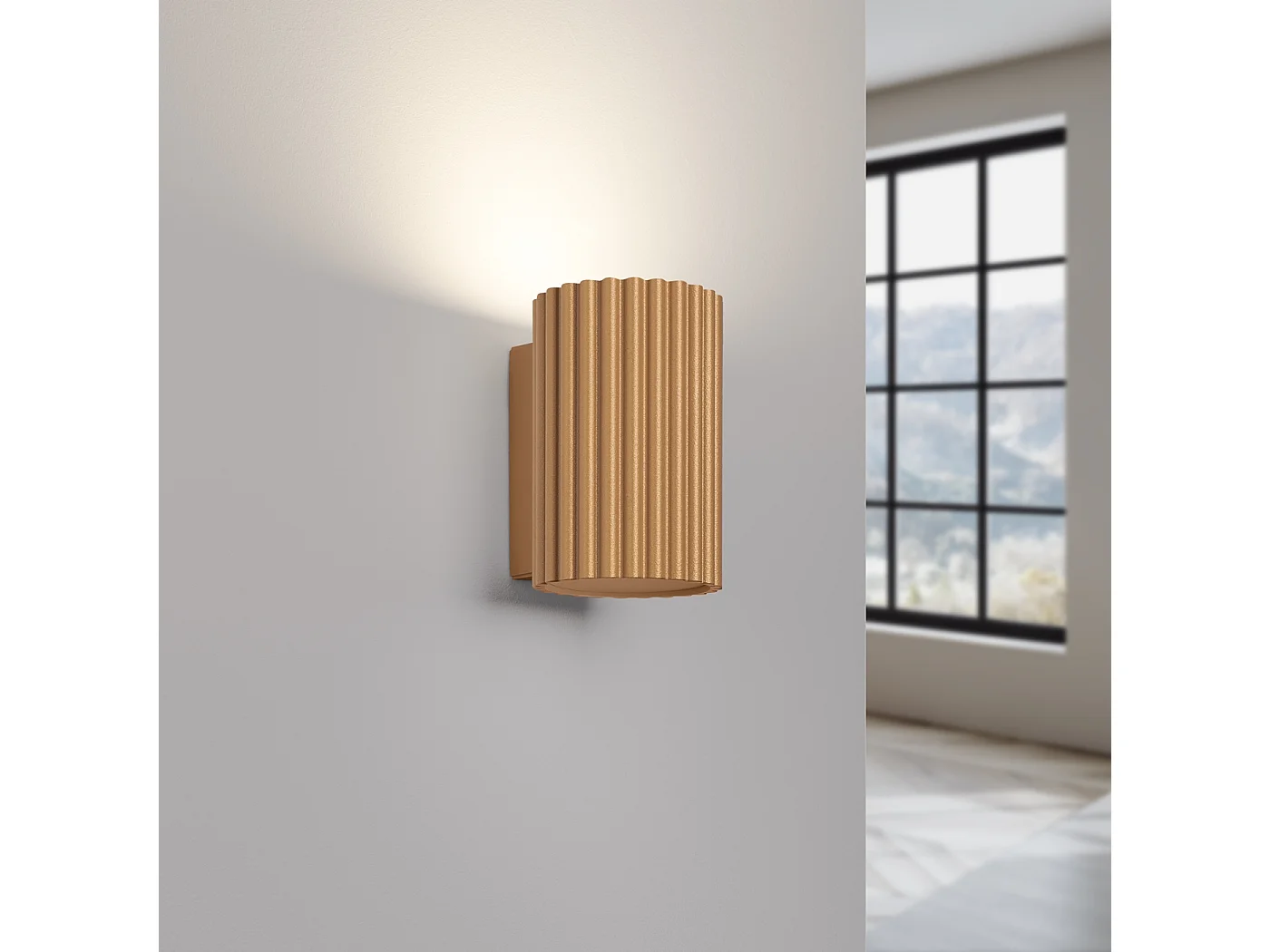 Wandleuchte Karbon Minimalistisch Aus  Aluminium - 1 Lichtquellen - L.6,5 X H. Cm - Golden