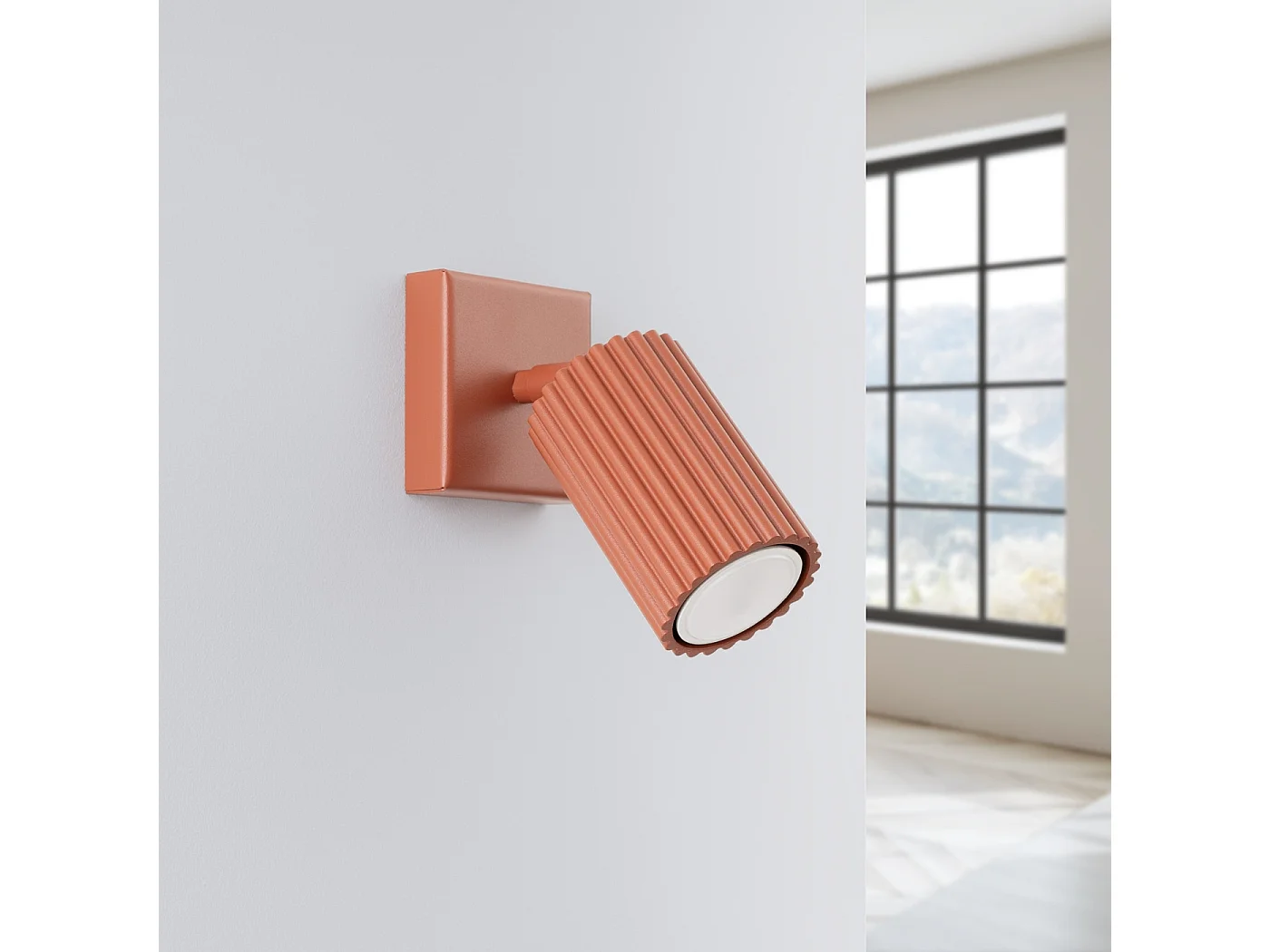 Lampada da parete KARBON minimalista di alluminio - 1 sorgenti luminose - L.8 x A.8 cm - ocra rossa