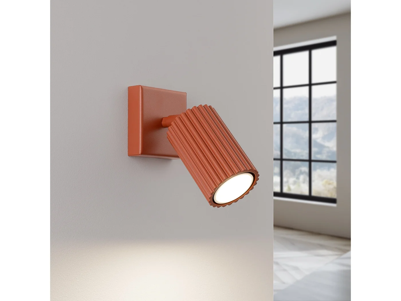 Lampada da parete KARBON minimalista di alluminio - 1 sorgenti luminose - L.8 x A.8 cm - ocra rossa