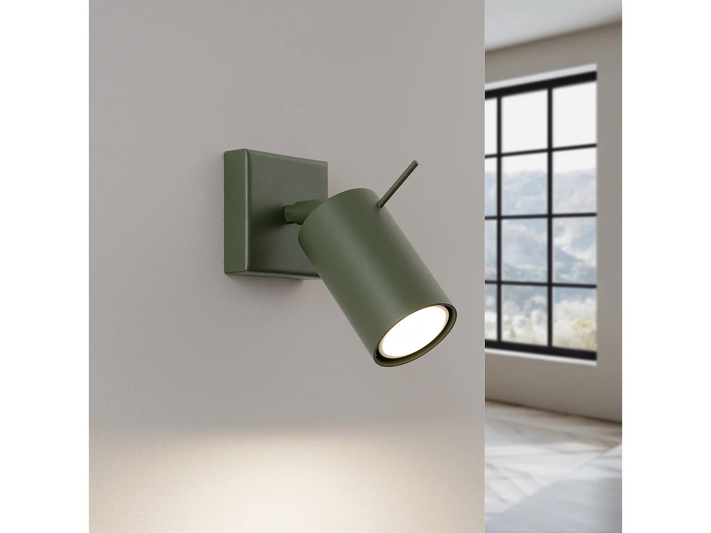 Applique Ring Moderne En Acier - 1 Sources Lumineuses - L.8 X H.8 Cm - Vert Olive