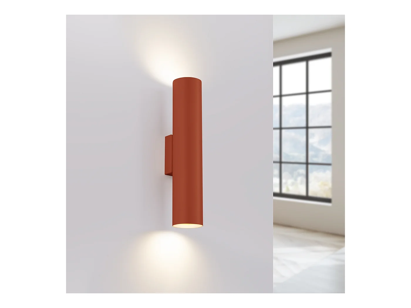 Applique Lagos Grenier En Acier - 2 Sources Lumineuses - L.6 X H.30 Cm - Ocre Rouge