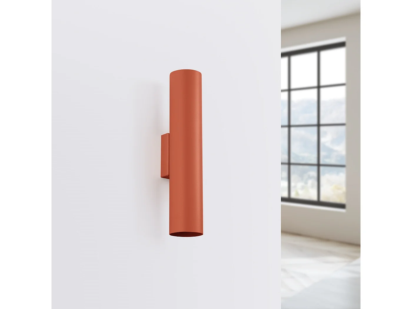 Applique Lagos Grenier En Acier - 2 Sources Lumineuses - L.6 X H.30 Cm - Ocre Rouge