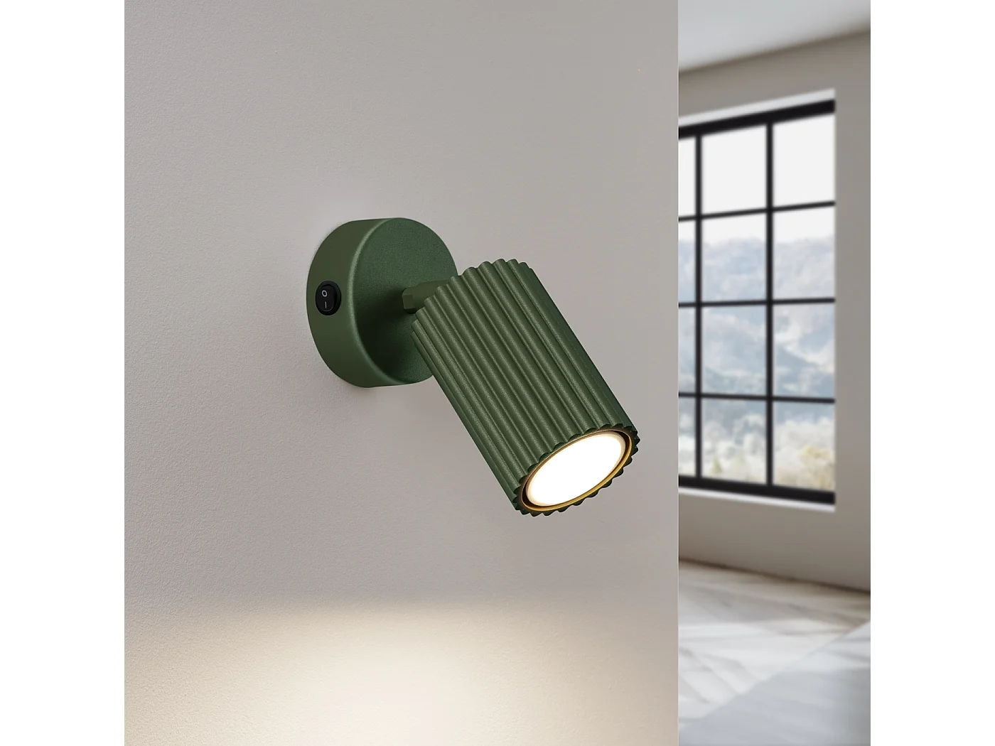 Lampa Ścienna Minimalistyczny Karbon, Aluminium - 1 Źródło - L.8 X H.16 Cm - Zielony Oliwkowy