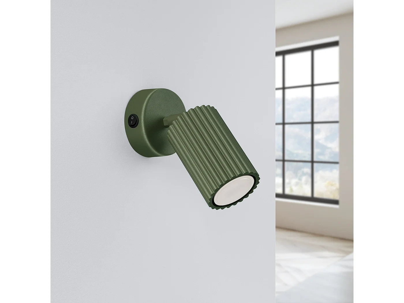 Wandlamp KARBON minimalistisch van  - 1 lichtbronnen - L.8 x H.16 cm - olijfgroen