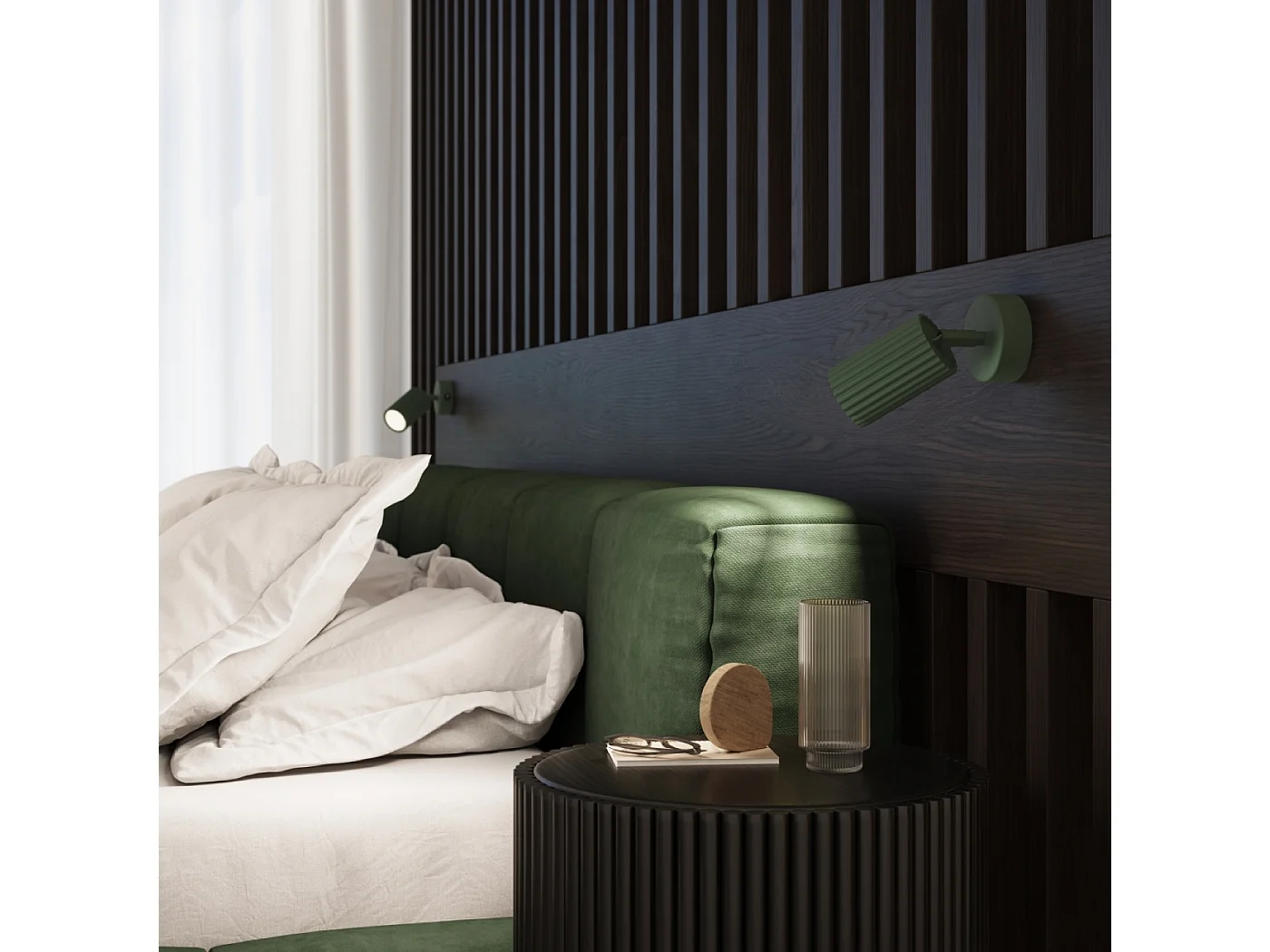 Wandlamp KARBON minimalistisch van  - 1 lichtbronnen - L.8 x H.16 cm - olijfgroen