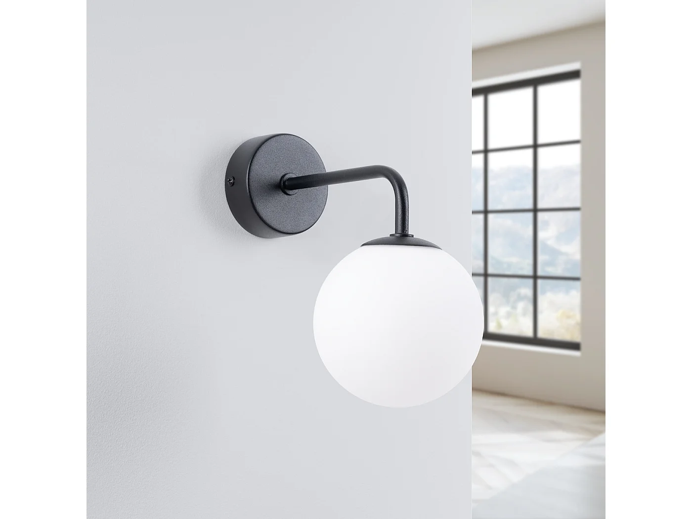Applique Astral Minimaliste En Acier/Verre - 1 Sources Lumineuses - L.10 X H.21 Cm - Noir/Blanc