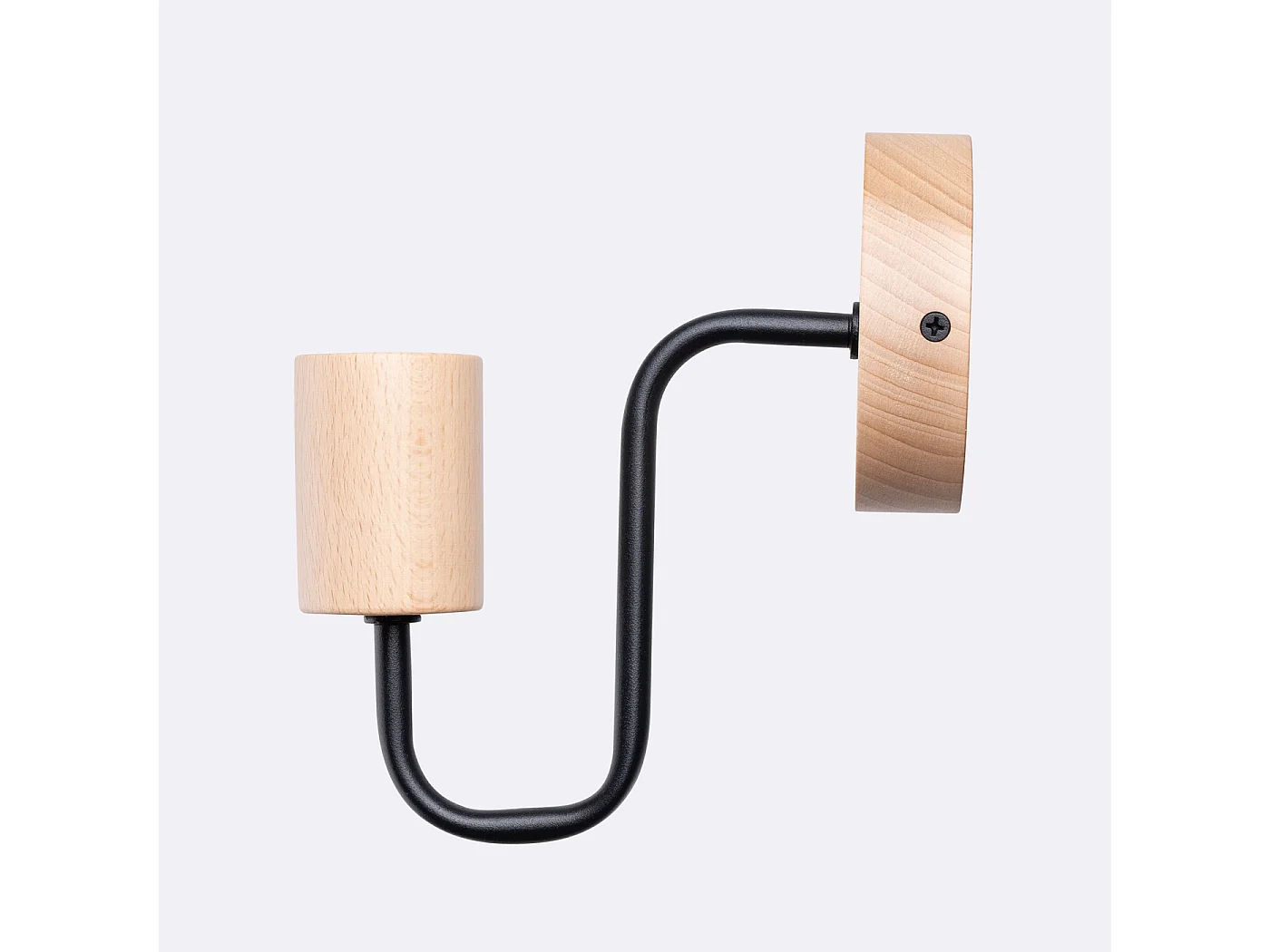 Wandleuchte Timbo Dachboden Aus  Stahl/Holz - 1 Lichtquellen - L.8 X H. Cm - Schwarz/Naturholz