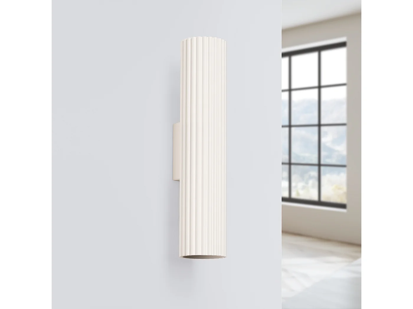 Wandleuchte Karbon Minimalistisch Aus  Aluminium - 2 Lichtquellen - L.6,5 X H. Cm - Beige