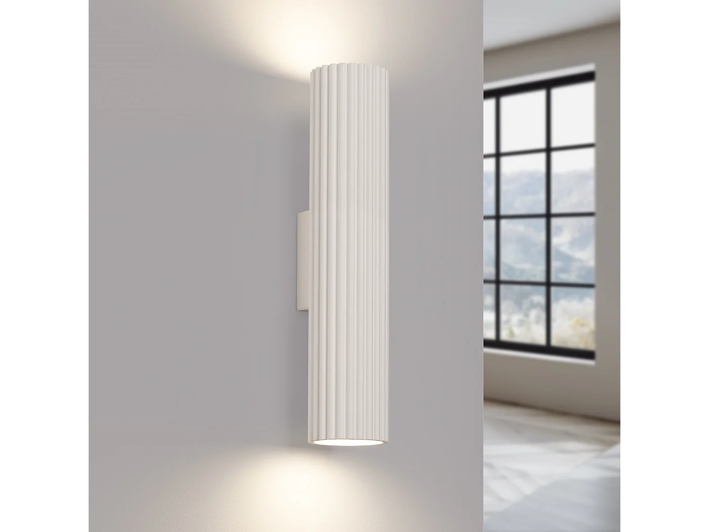 Wandlamp KARBON minimalistisch van  - 2 lichtbronnen - L.6,5 x H.30 cm - beige