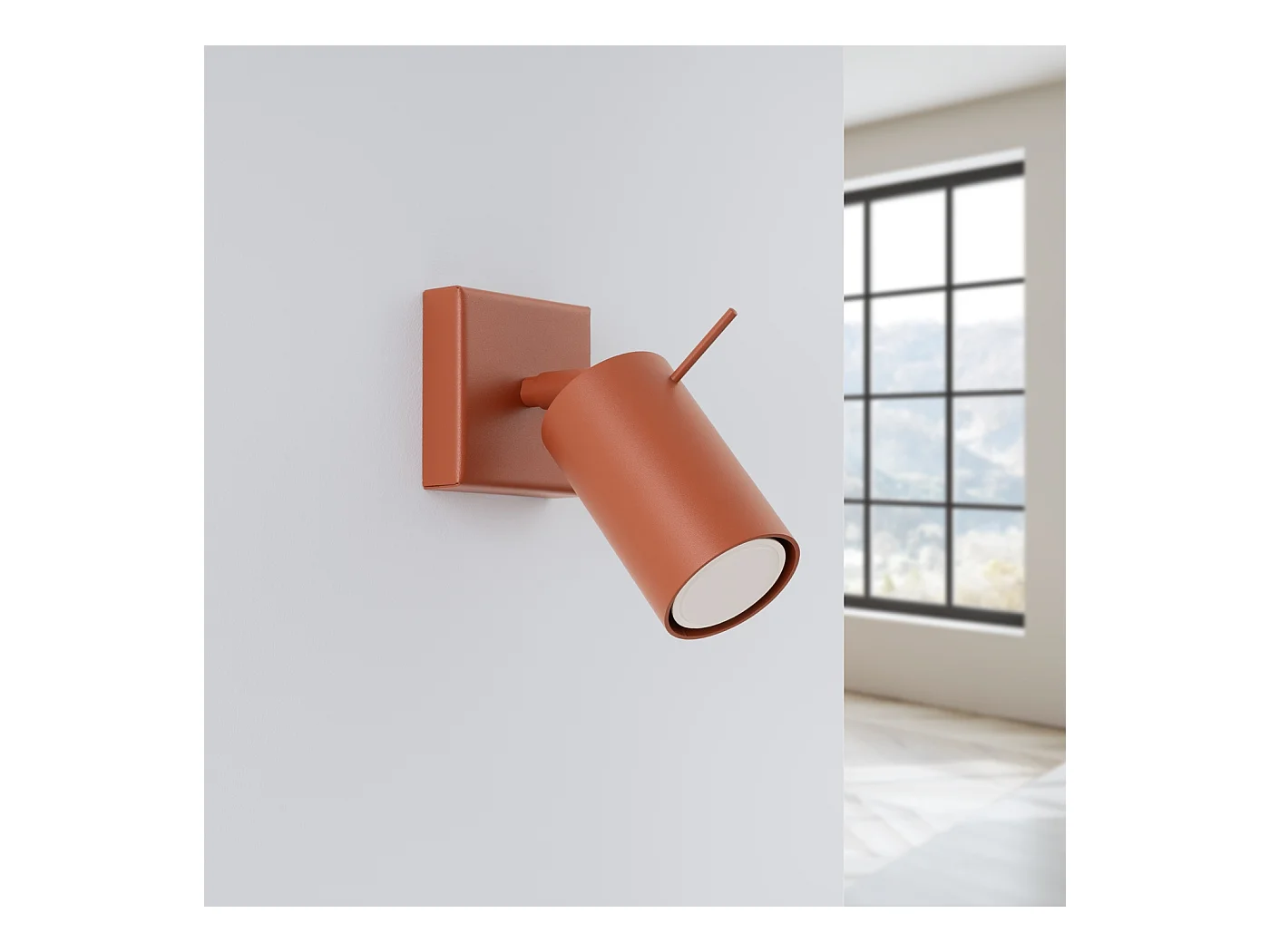 Applique Ring Moderne En Acier - 1 Sources Lumineuses - L.8 X H.8 Cm - Ocre Rouge