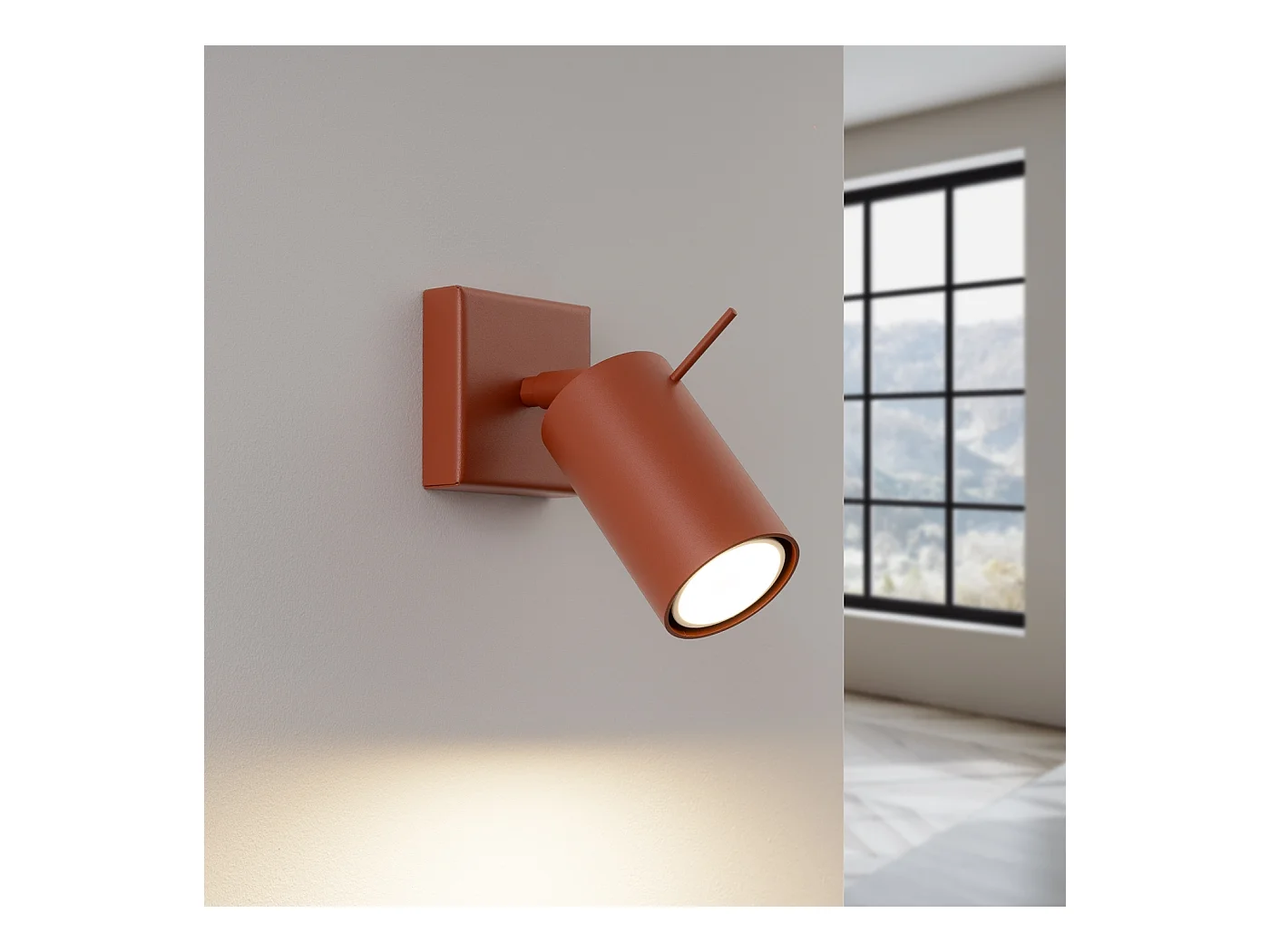 Applique Ring Moderne En Acier - 1 Sources Lumineuses - L.8 X H.8 Cm - Ocre Rouge