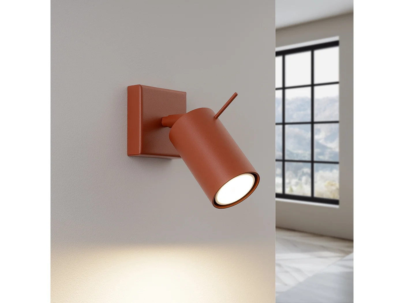 Wandleuchte RING modern aus  Stahl - 1 lichtquellen - L.8 x H. cm - roter Ocker