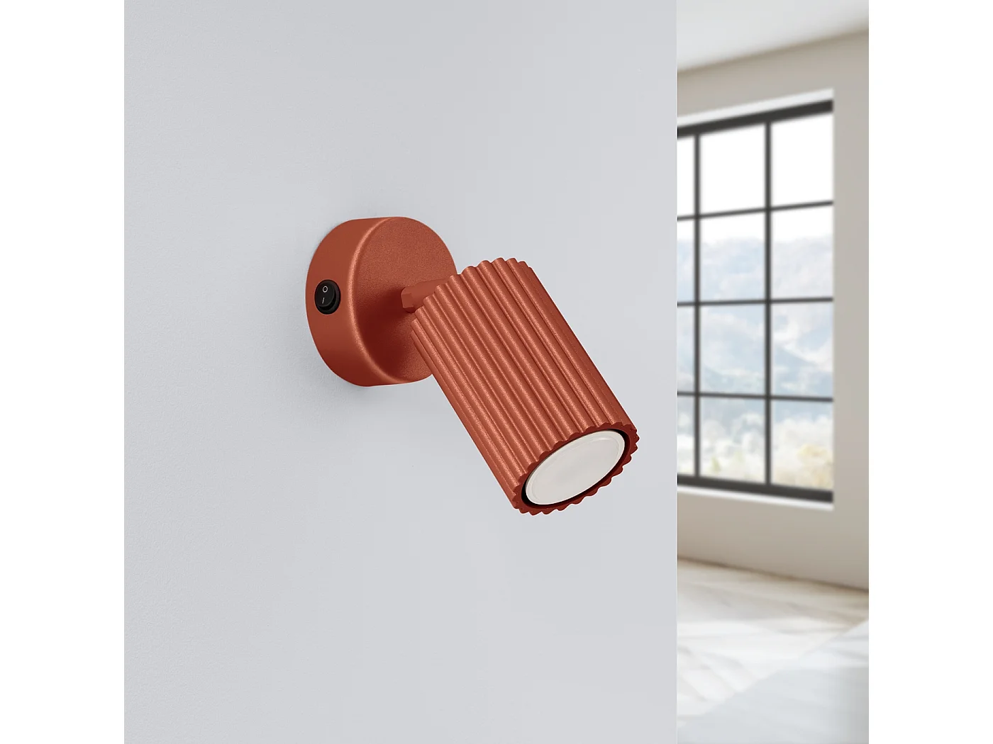 Applique Karbon Minimaliste En Aluminium - 1 Sources Lumineuses - L.8 X H.16 Cm - Ocre Rouge