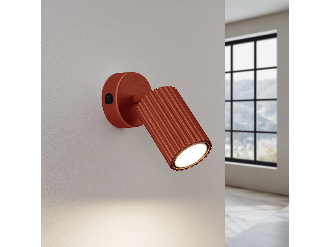 Applique Karbon Minimaliste En Aluminium - 1 Sources Lumineuses - L.8 X H.16 Cm - Ocre Rouge