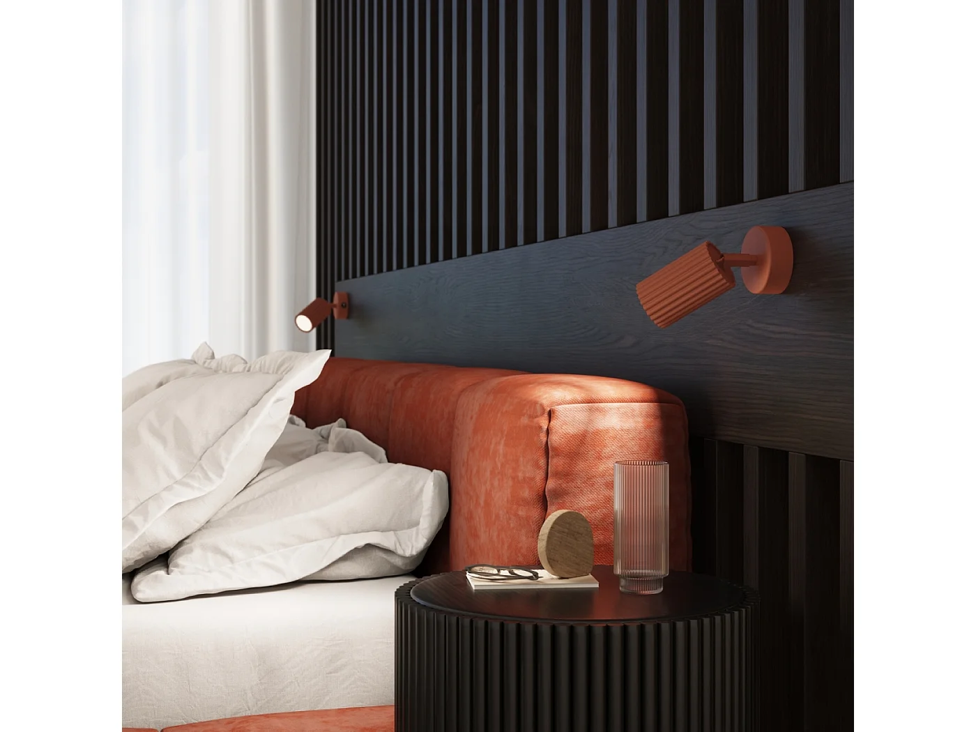 Wandlamp KARBON minimalistisch van  - 1 lichtbronnen - L.8 x H.16 cm - rode oker
