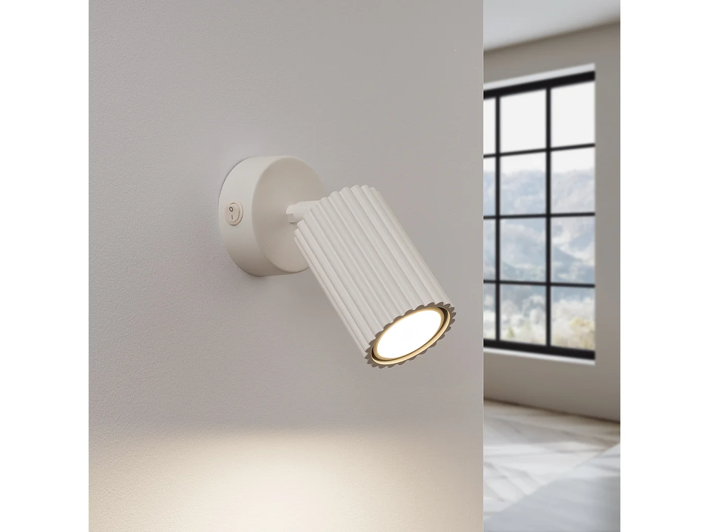 Wandlamp KARBON minimalistisch van  - 1 lichtbronnen - L.8 x H.16 cm - beige